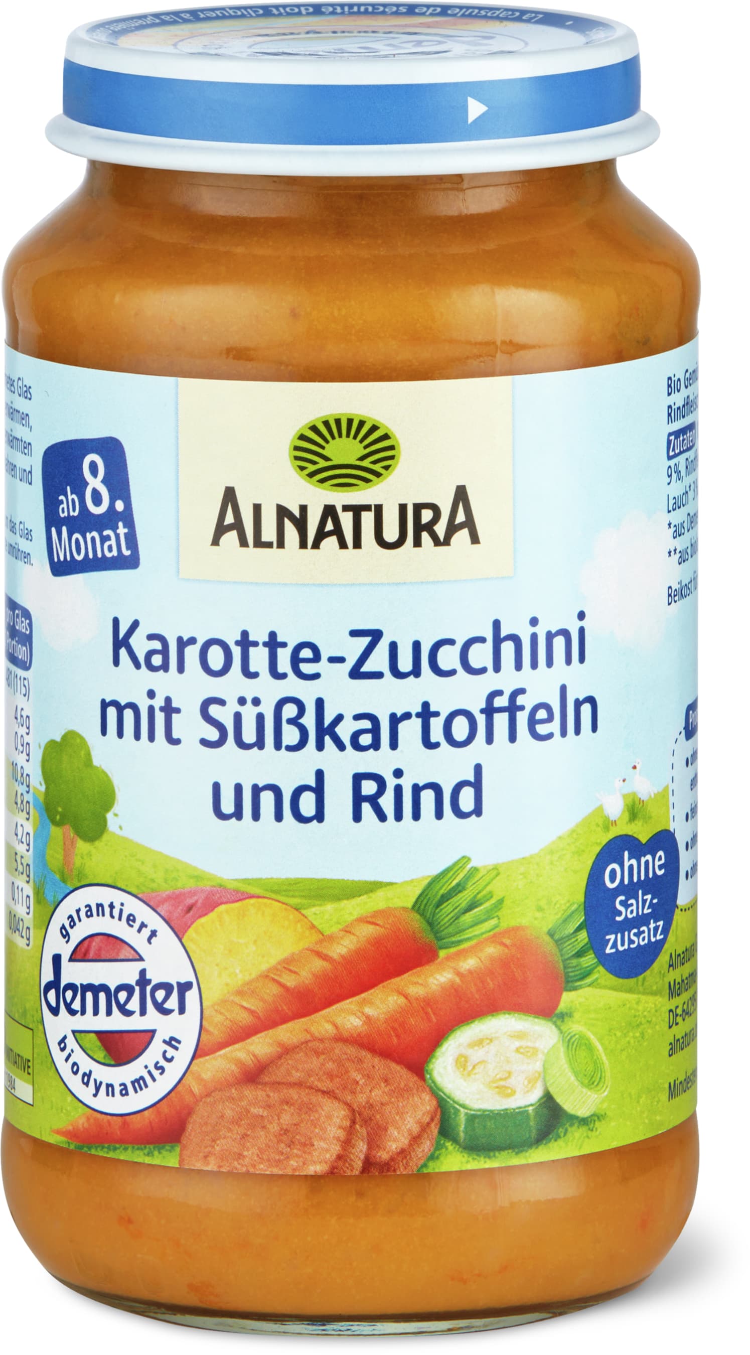 Alnatura Karotte-Zucchini-Brei mit Süsskartoffeln und Rind 220g